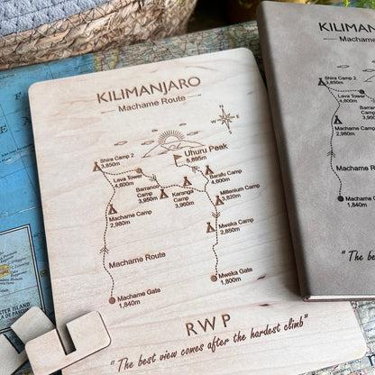 Personalised Kilimanjaro Wooden Trail Map